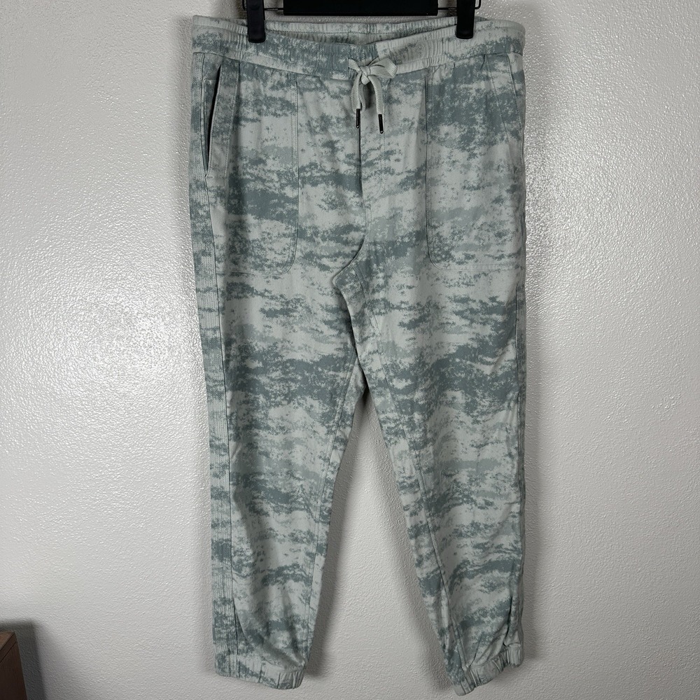 Athleta Farallon Joggers Pants Womens Large‎ Fog Camo Coast Athleisure Gym Soft